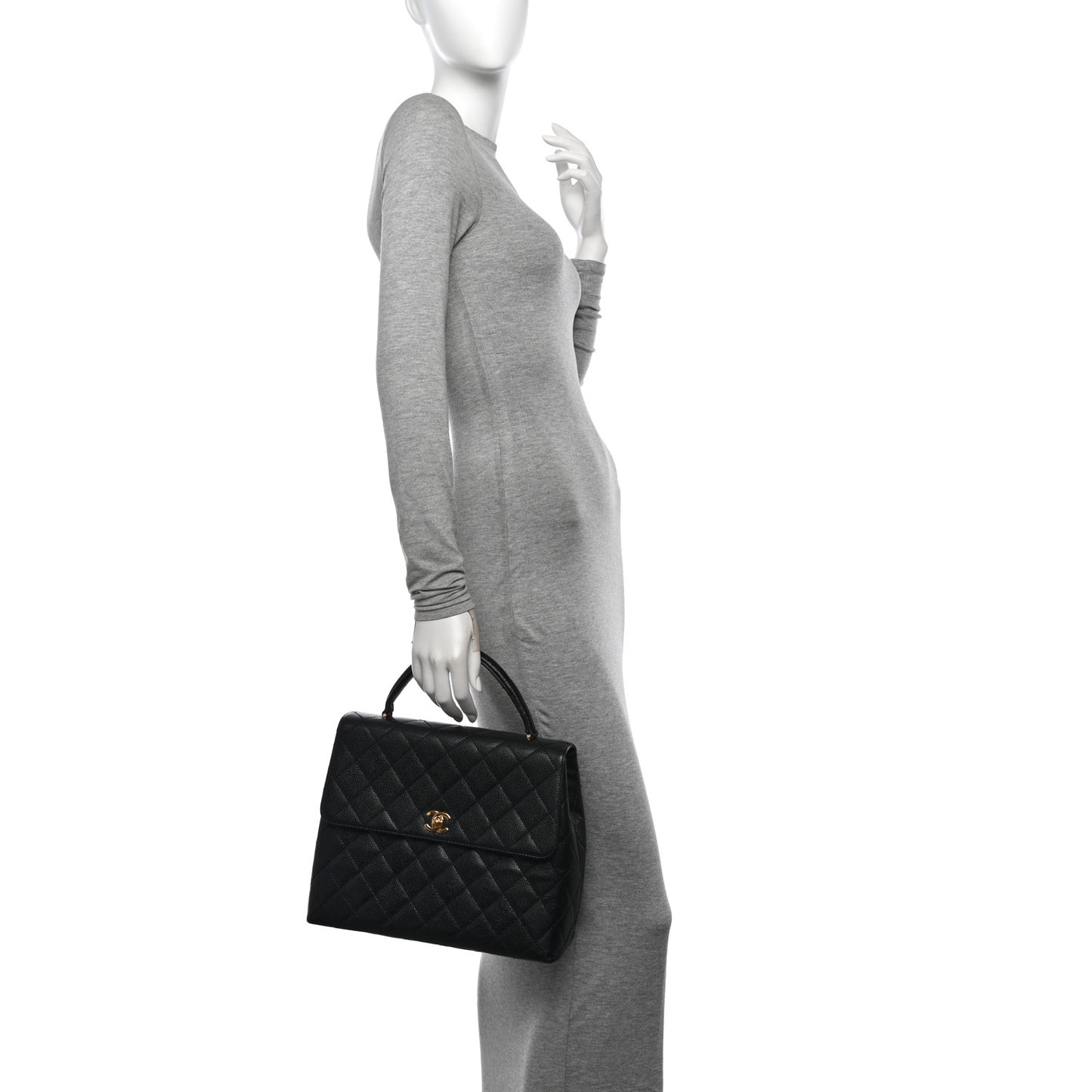 Caviar Quilted Jumbo Kelly Flap Black