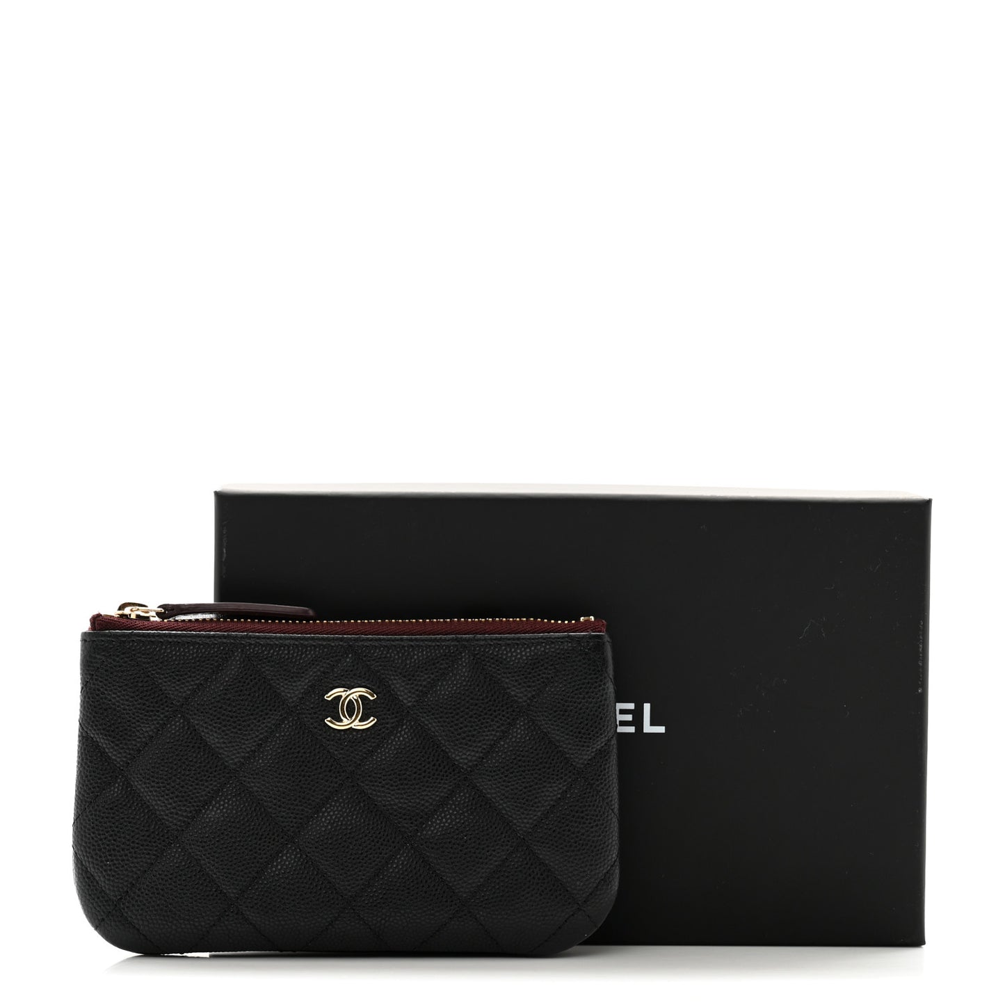 Caviar Quilted Small Cosmetic Case Black