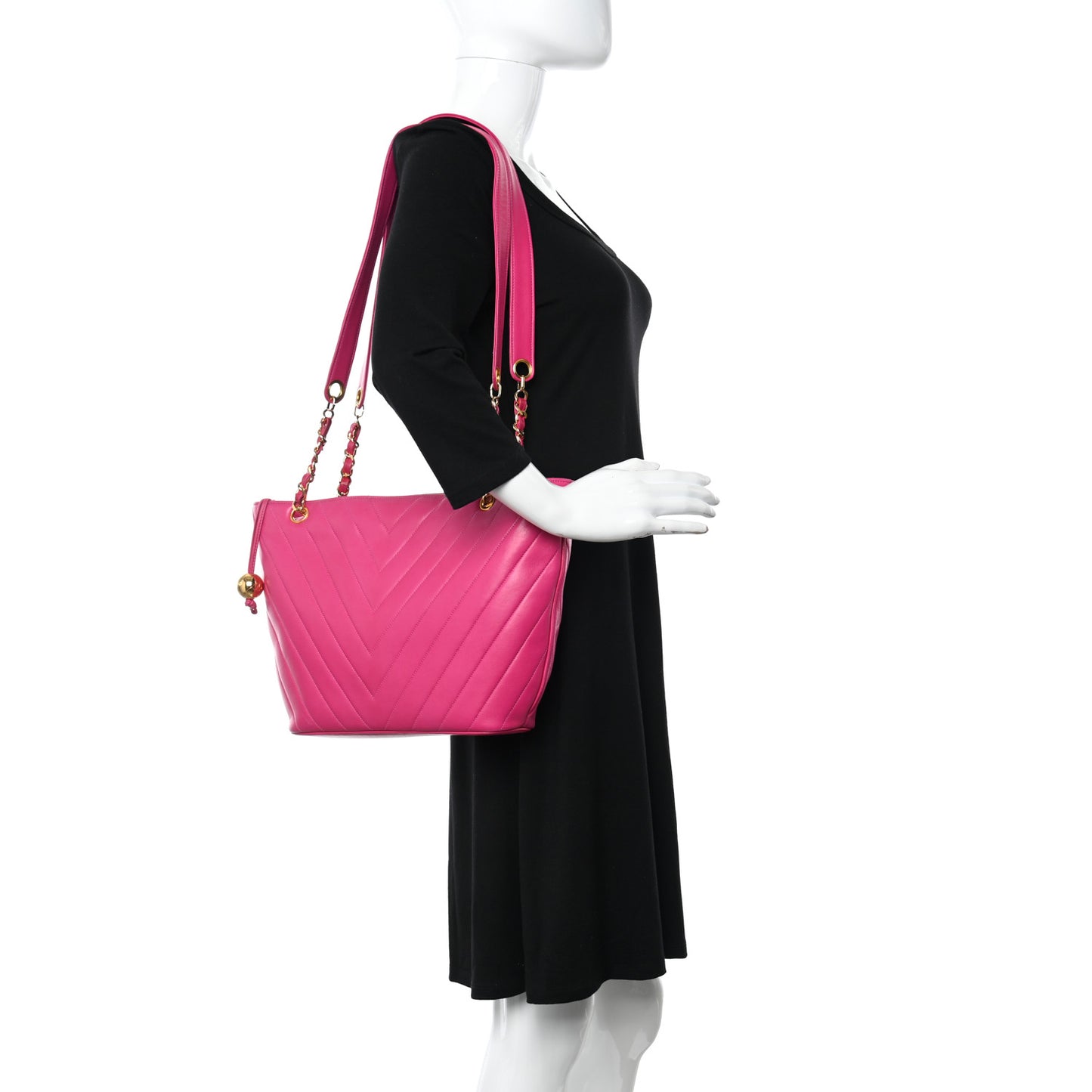 Lambskin Chevron Quilted Shoulder Bag Pink