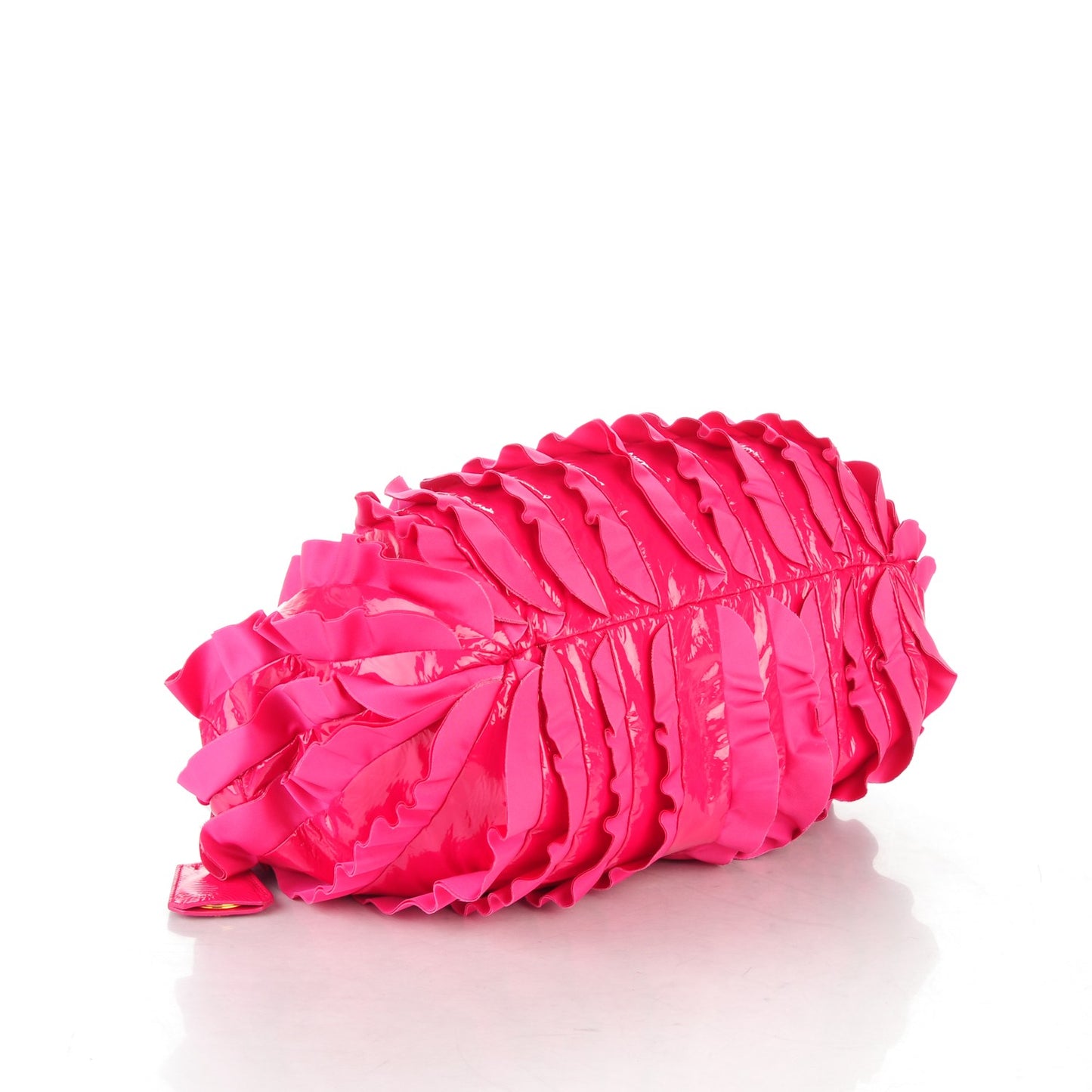 Vernice Tessuto Nylon Ruffle Bag Fuxia