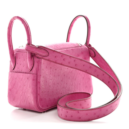 Hermes Ostrich Mini Lindy 20 Fuchsia 3 of 10