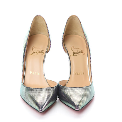 Christian Louboutin Tissu Scarabe Specchio Iriza 100 Pumps 34.5 Digital Silver 2 of 6