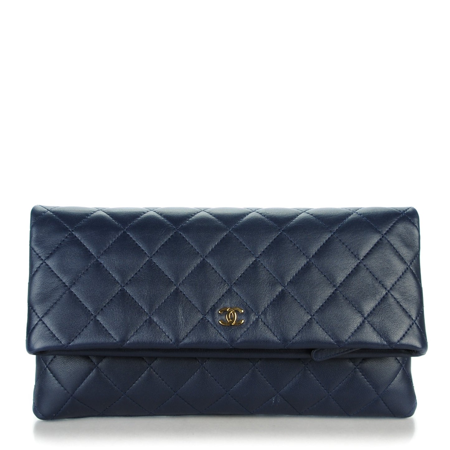 Lambskin Quilted CC Beauty Clutch Navy