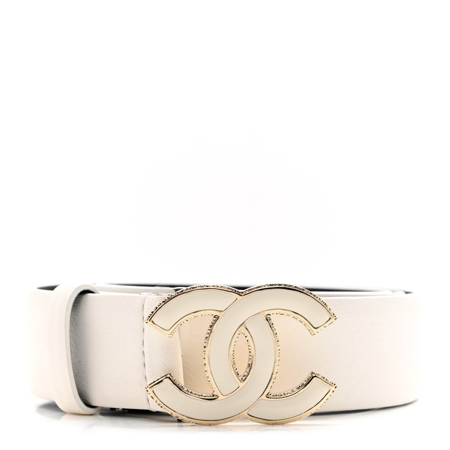 Calfskin Enamel CC Belt 95 38 White