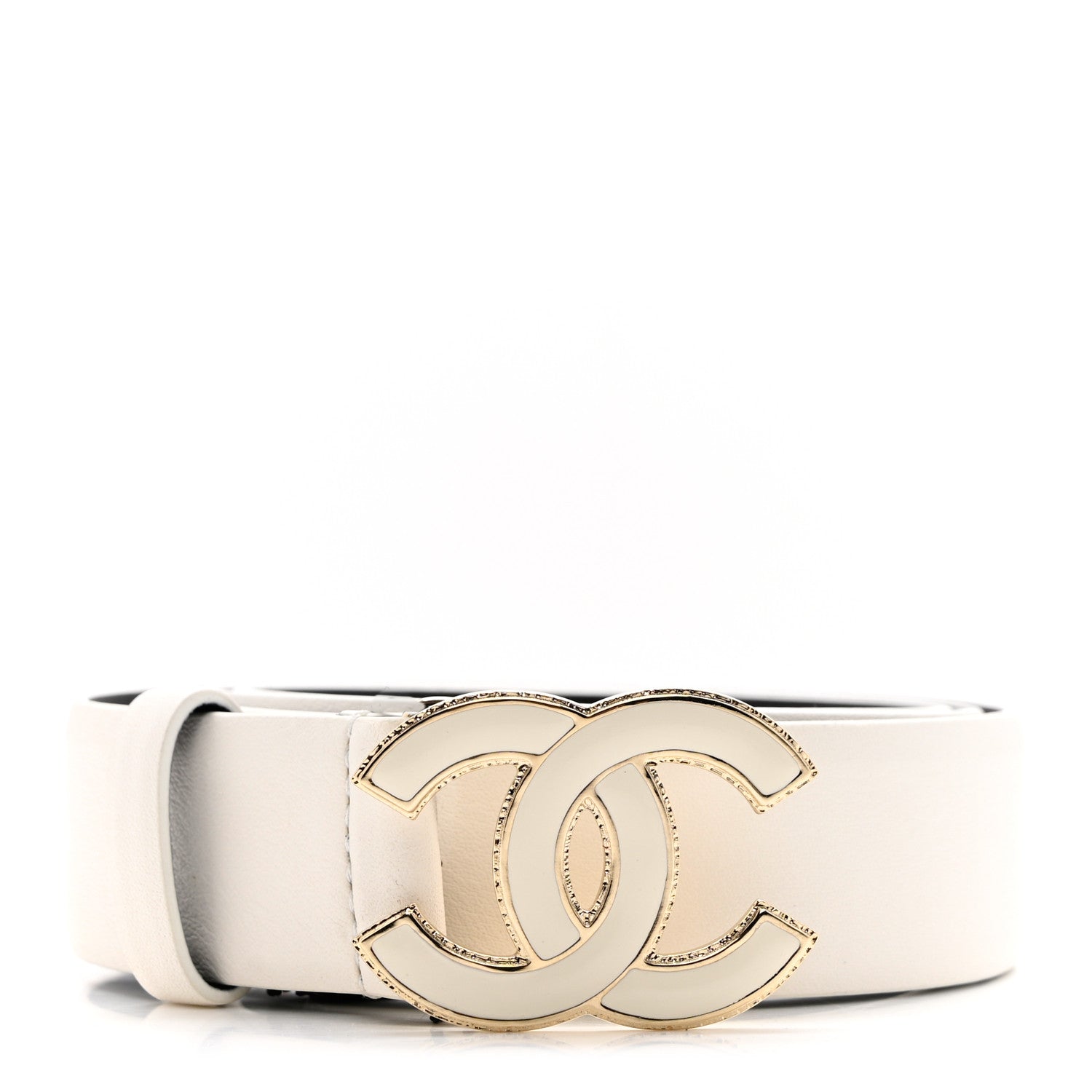 Chanel Calfskin Enamel CC Belt 95 38 White 1 of 7