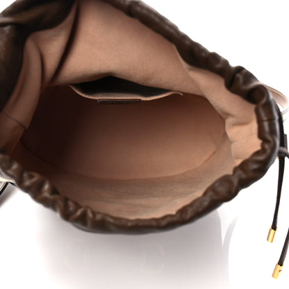 Gucci Monogram Textured Calfskin Horsebit 1955 Drawstring Bucket Bag Beige Brown Sugar 5 of 9