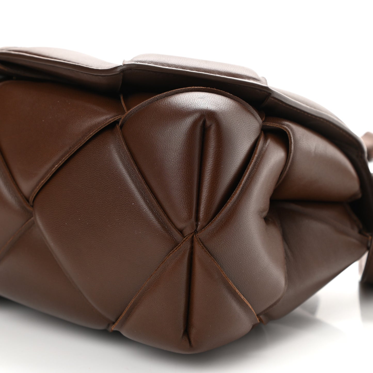 Nappa Intreccio Padded Top Handle Shoulder Bag Brownie
