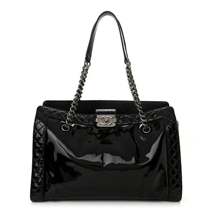 Chanel Patent Quilted Reverso Boy Tote Black 1 of 10