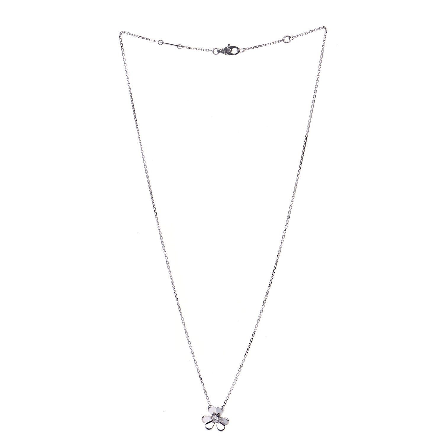 Van Cleef & Arpels 18K White Gold Diamond Mini Frivole Pendant Necklace 2 of 6