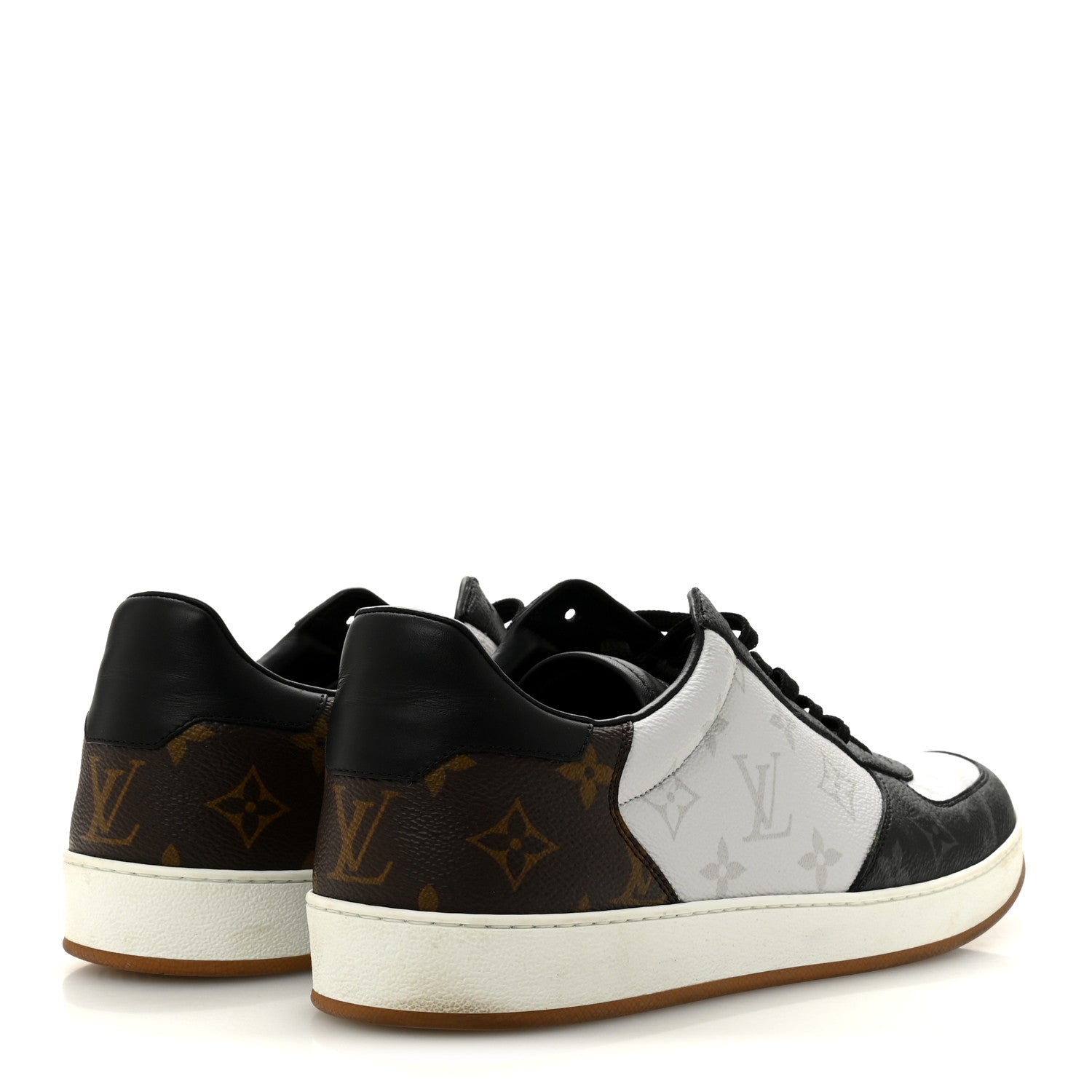 Louis Vuitton Calfskin Monogram Mens Rivoli Sneakers 9 White Black 5 of 13