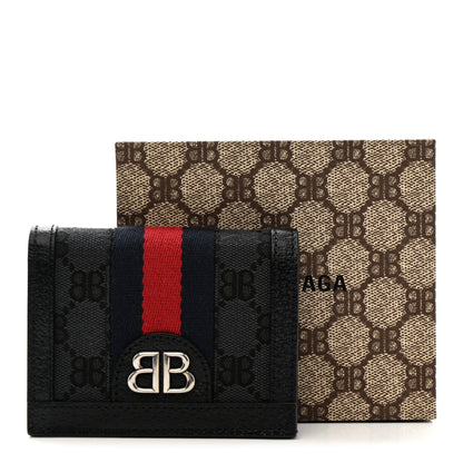 Gucci X BALENCIAGA BB Monogram Web Ophidia Card Case Wallet Black 8 of 8