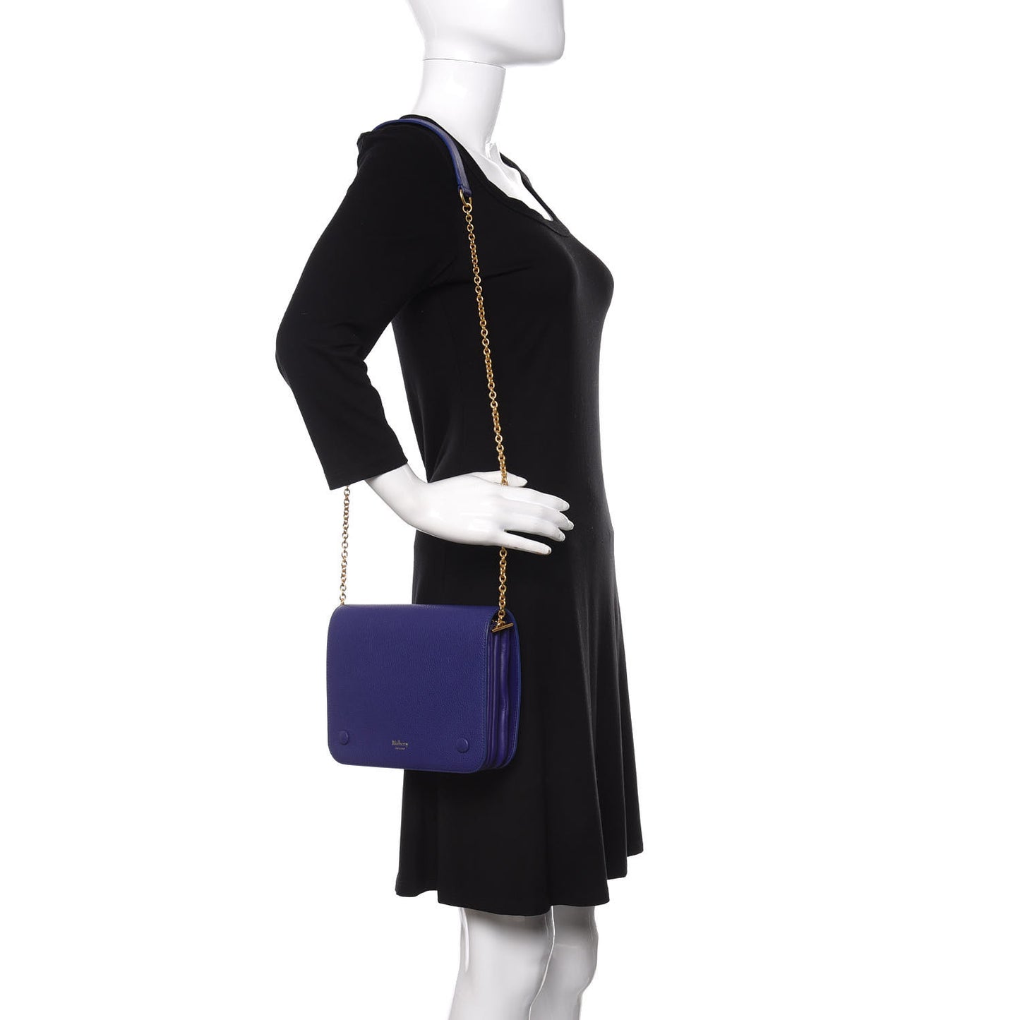 Classic Grain Calfskin Small Clifton Flap Indigo