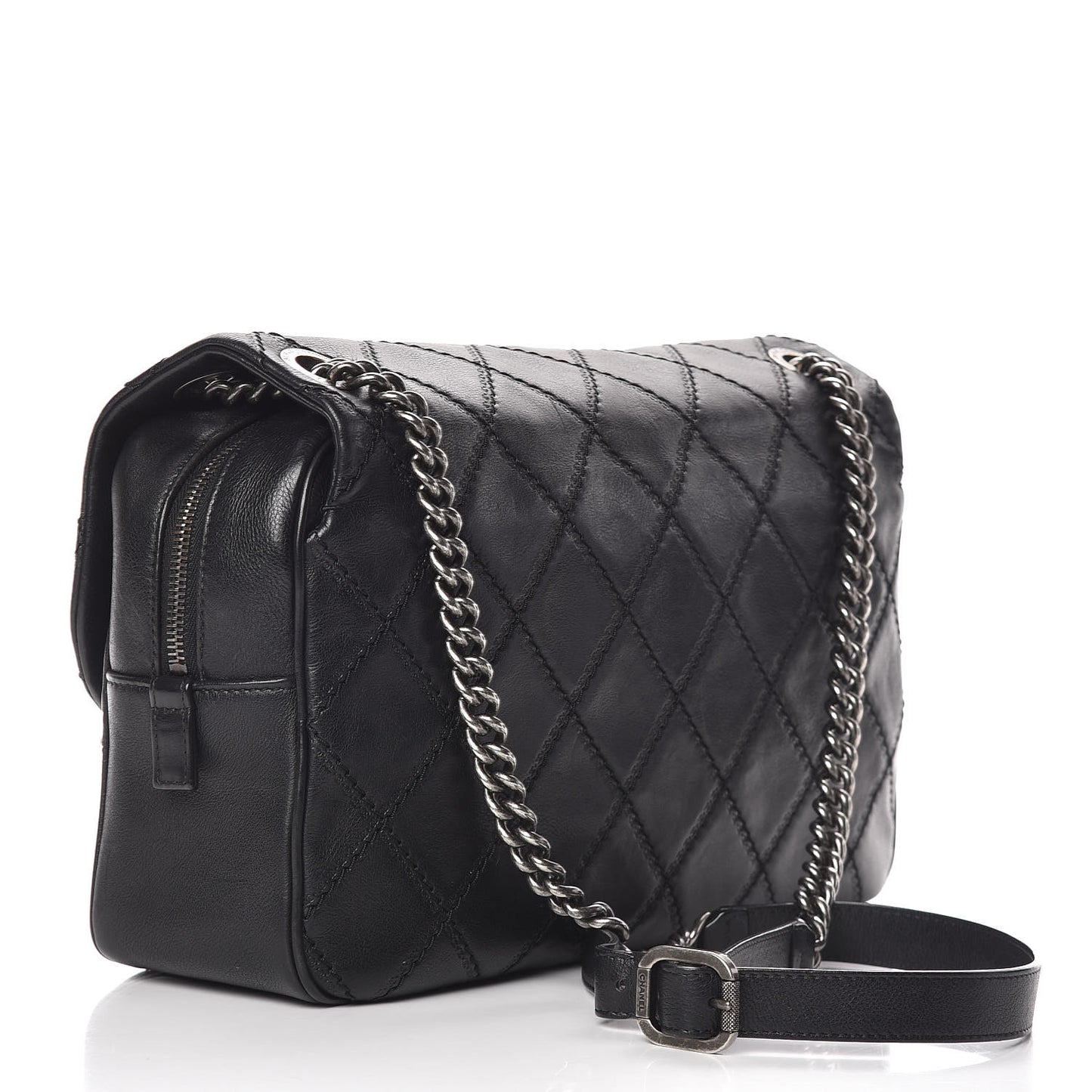 Calfskin Quilted Medium Coco Sporran Flap Black
