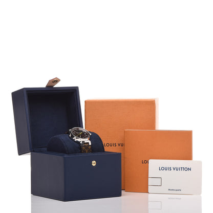 Louis Vuitton Stainless Steel Monogram 34mm Tambour Quartz Watch Brown 9 of 9
