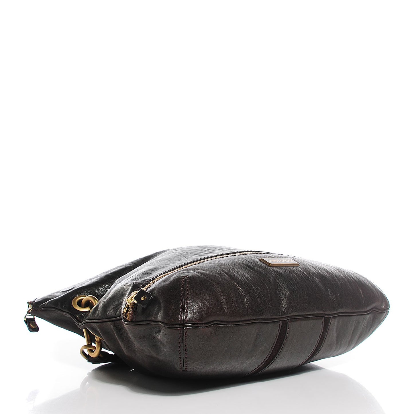 Calfskin Suede Marin Foldover Clutch Brown