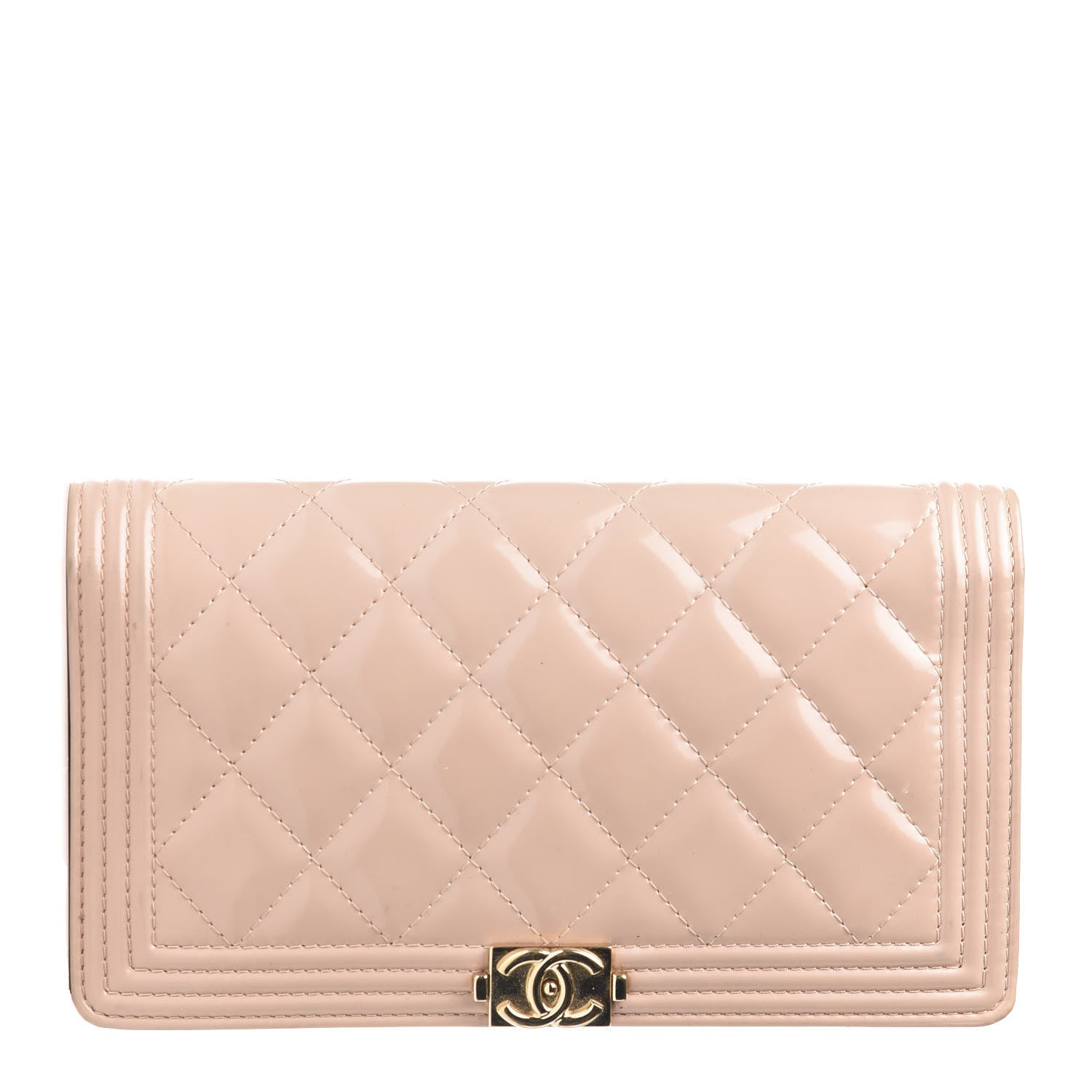 Chanel Iridescent Calfskin Quilted Boy Yen Wallet Light Pink 1 of 9