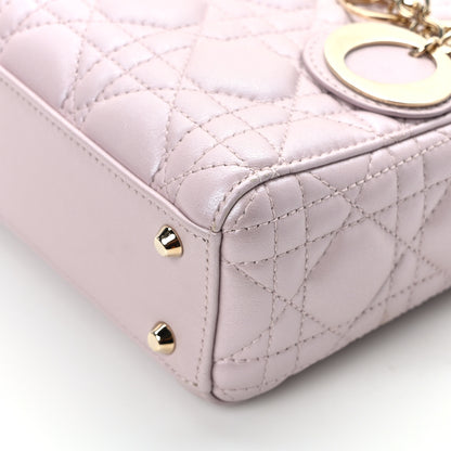 Christian Dior Metallic Lambskin Cannage Mini Lady Dior Lotus 11 of 15