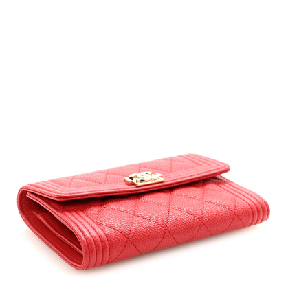 Chanel Caviar Quilted Medium Boy Flap Wallet Red 7 of 16
