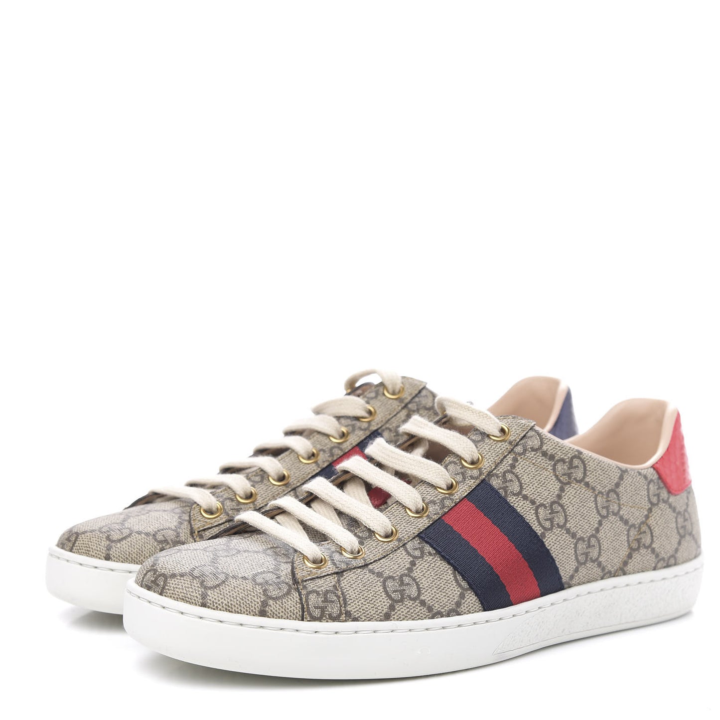 GG Supreme Monogram Womens Ace Low-Top Sneaker 37.5 Beige