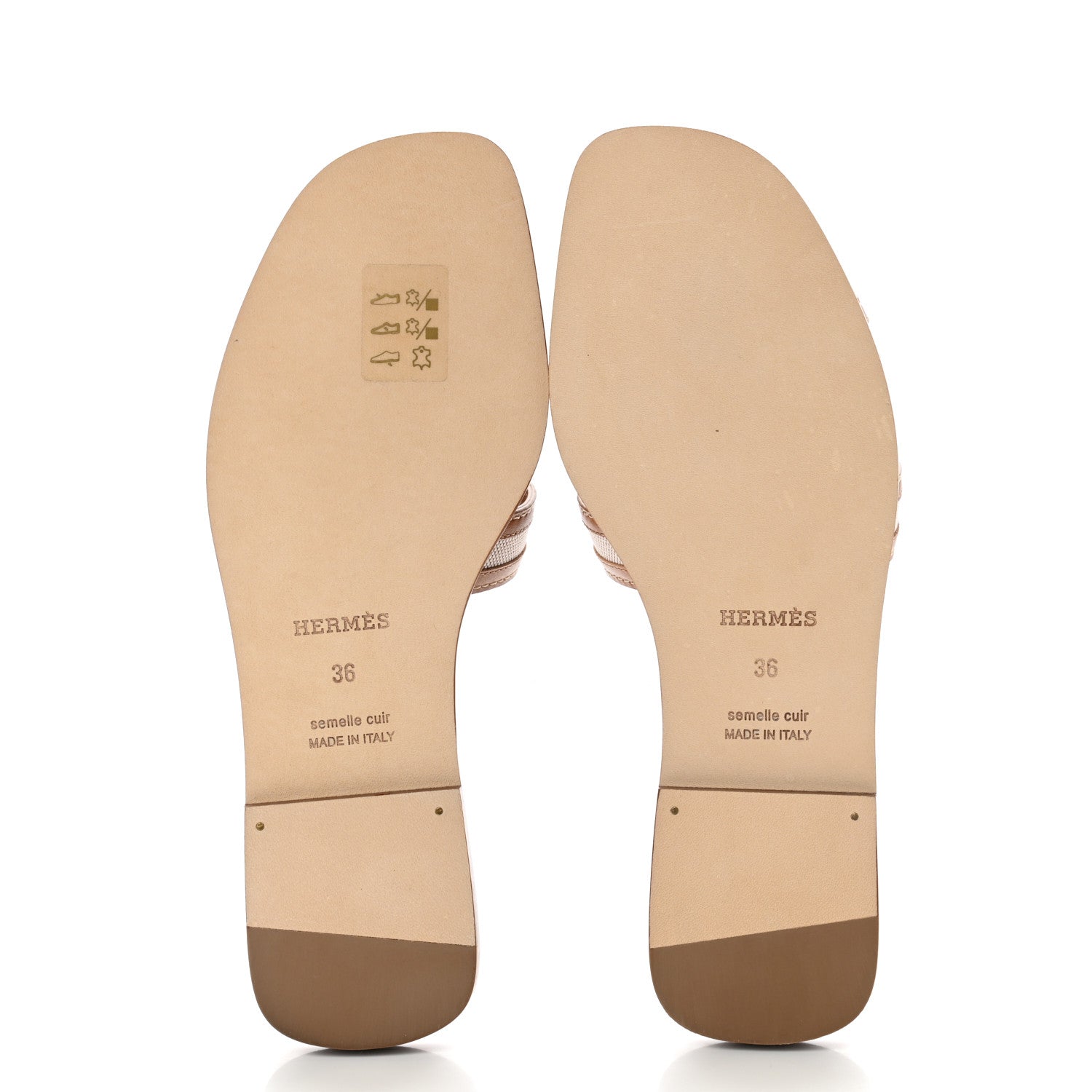 Hermes Calfskin Canvas Oran Sandals 36 Noisette Beige Dore 5 of 8