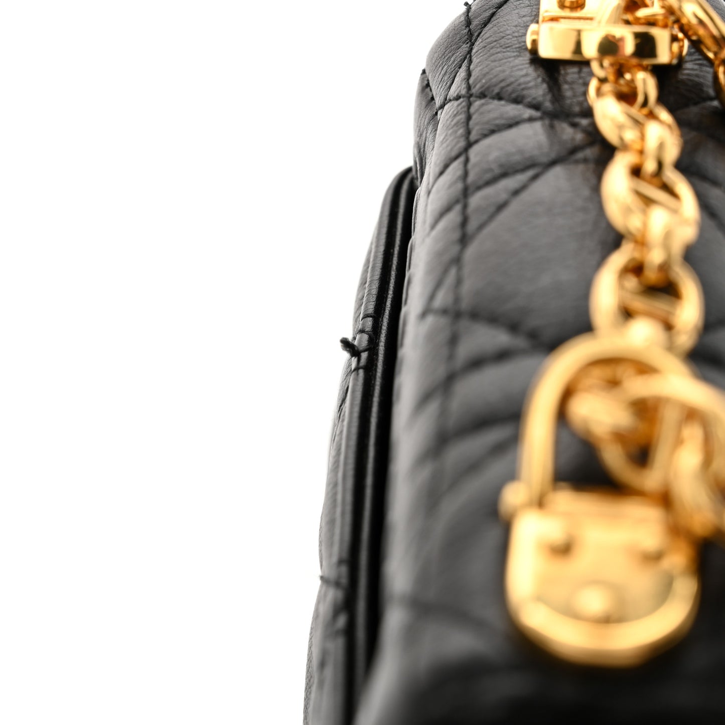 Supple Calfskin Cannage Micro Caro Bag Black