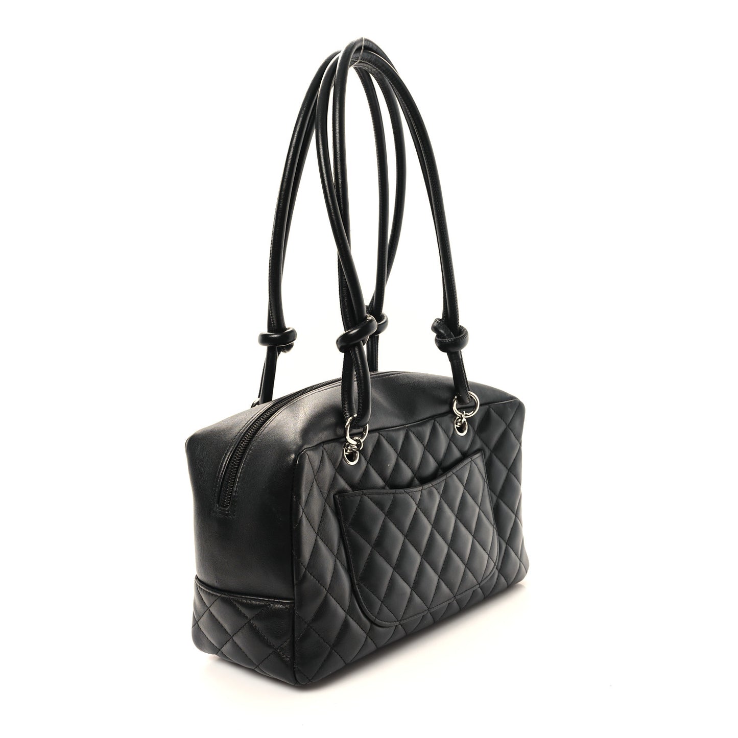 Calfskin Quilted Large Cambon Bowler Black White