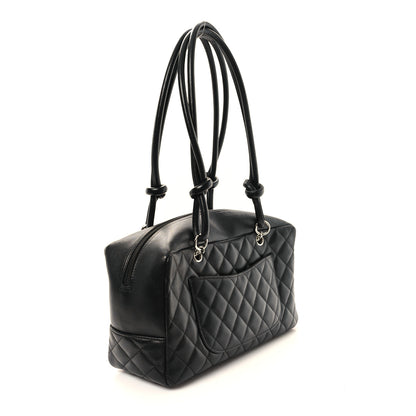 Chanel Calfskin Quilted Large Cambon Bowler Black White 3 of 12