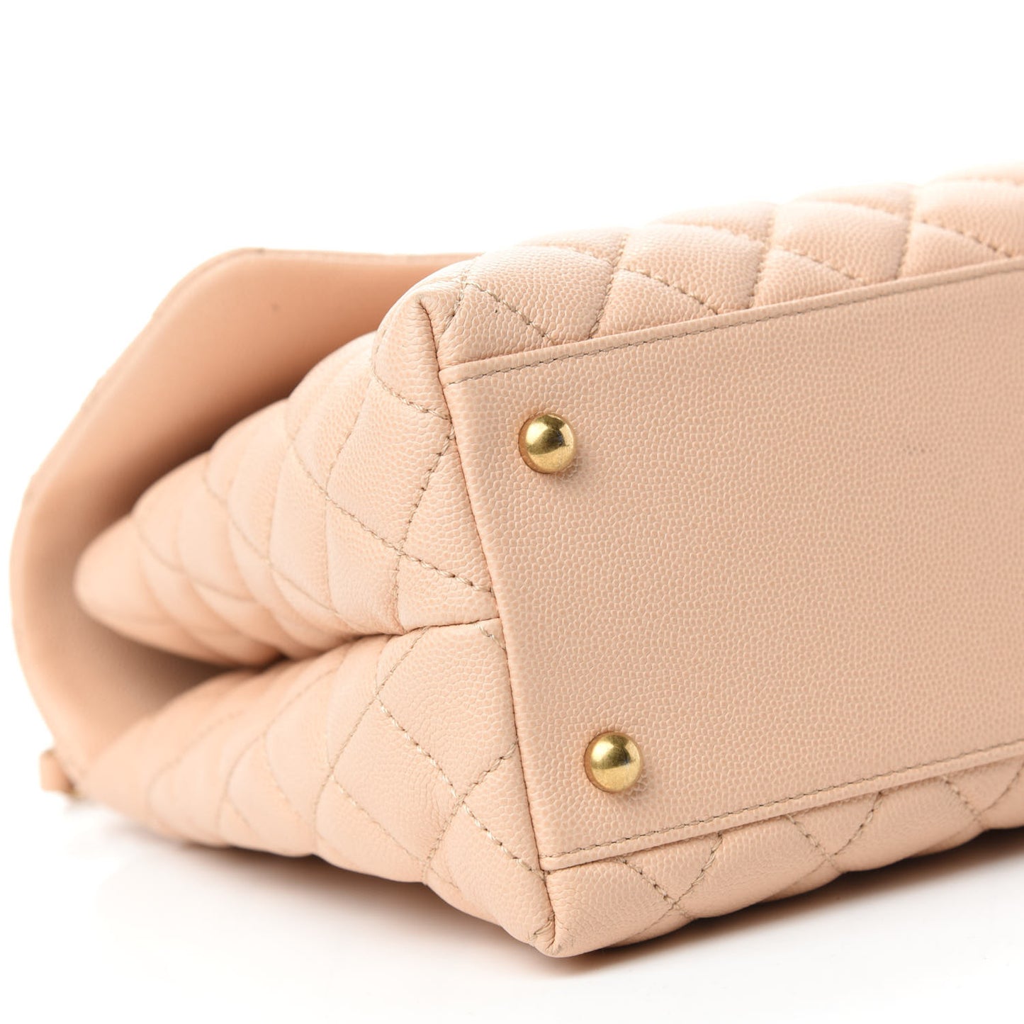 Caviar Quilted Medium Coco Handle Flap Light Beige