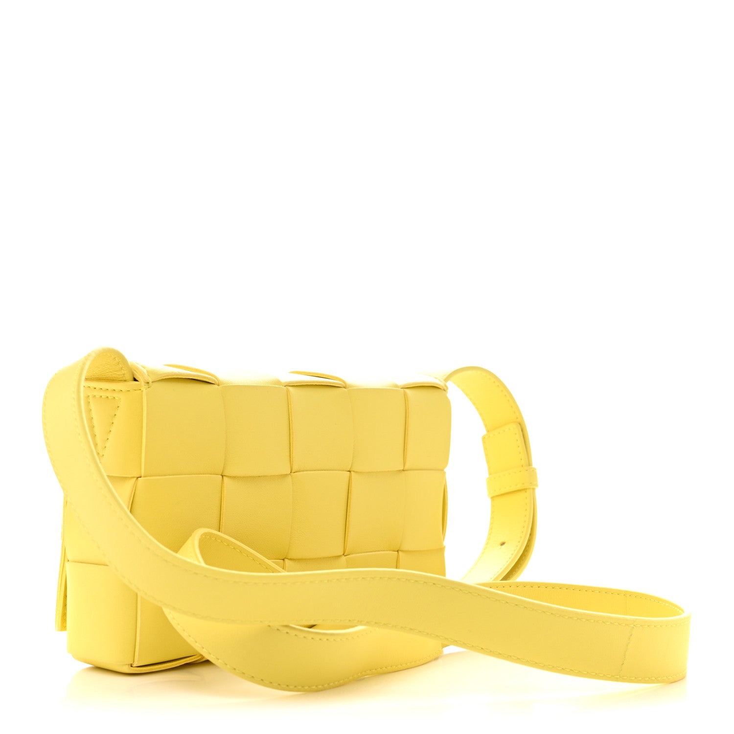 Bottega Veneta Lambskin Maxi Intrecciato Small Cassette Crossbody Bag Lemonade 4 of 21
