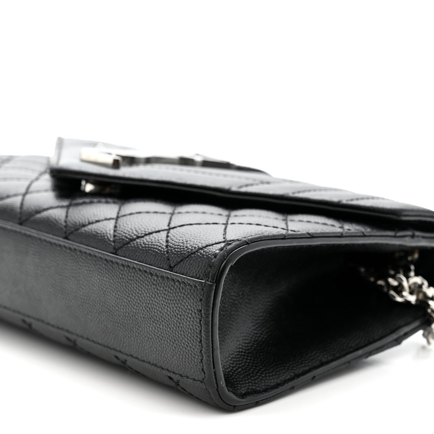 Saint Laurent Grain De Poudre Textured Mixed Matelasse Triquilt Small Monogram Satchel Black 10 of 10