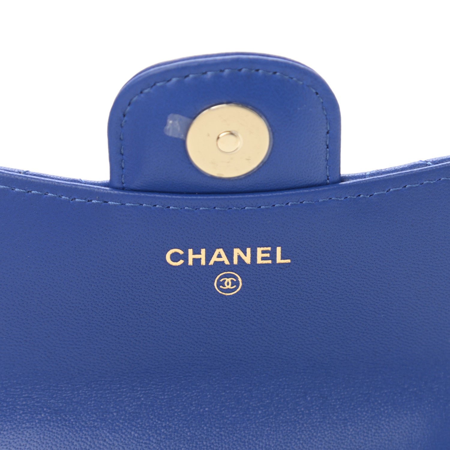 Chanel Lambskin Quilted Top Handle Flap Coin Purse With Chain Blue 6 of 12