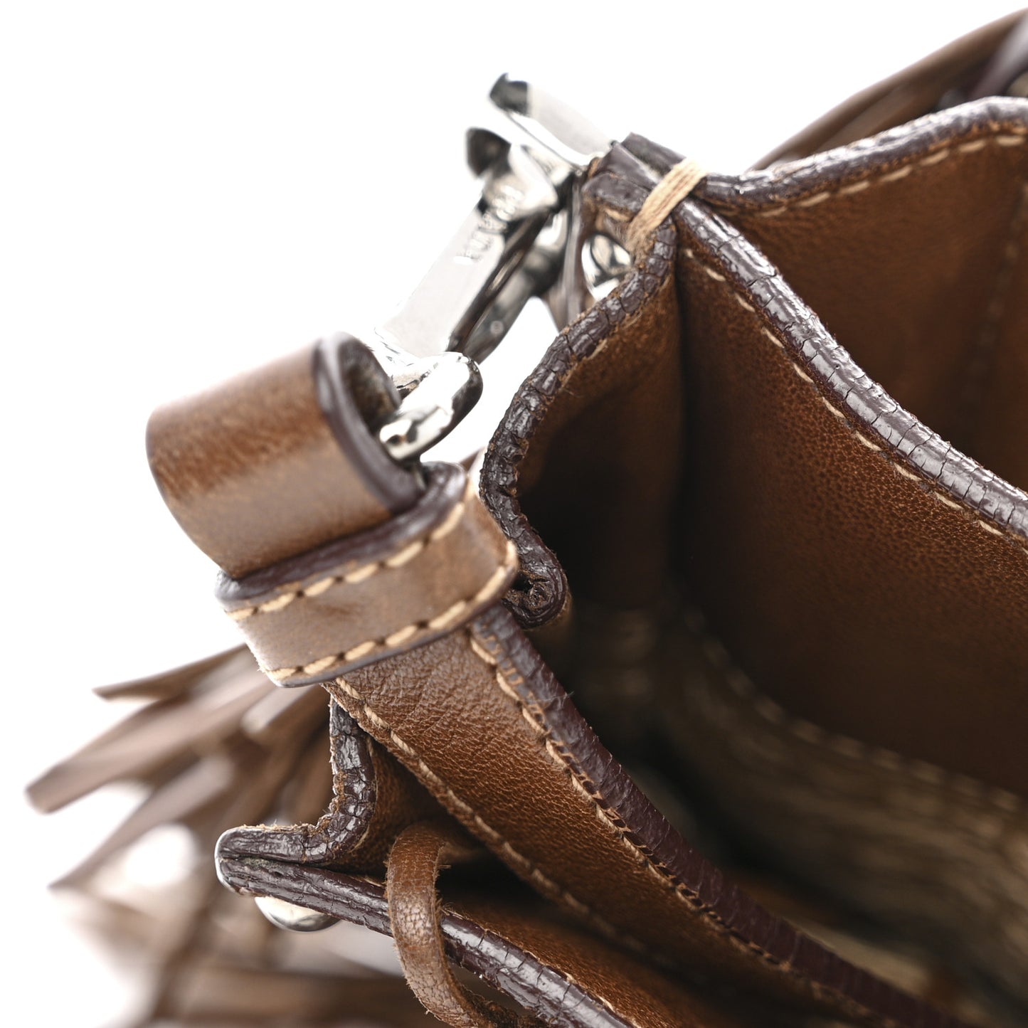 Gaufre Tassel Tote Bag Brown