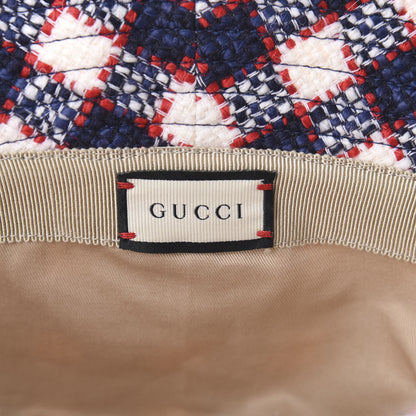 Gucci Vintage Tweed Check Bucket Hat M White Hibiscus Red Marine 6 of 7