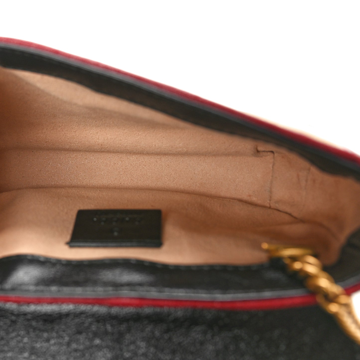 Vintage Effect Calfskin Matelasse Diagonal Striped Super Mini Torchon GG Marmont Shoulder Bag Black Beige
