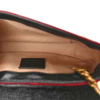 Gucci Vintage Effect Calfskin Matelasse Diagonal Striped Super Mini Torchon GG Marmont Shoulder Bag Black Beige 5 of 10