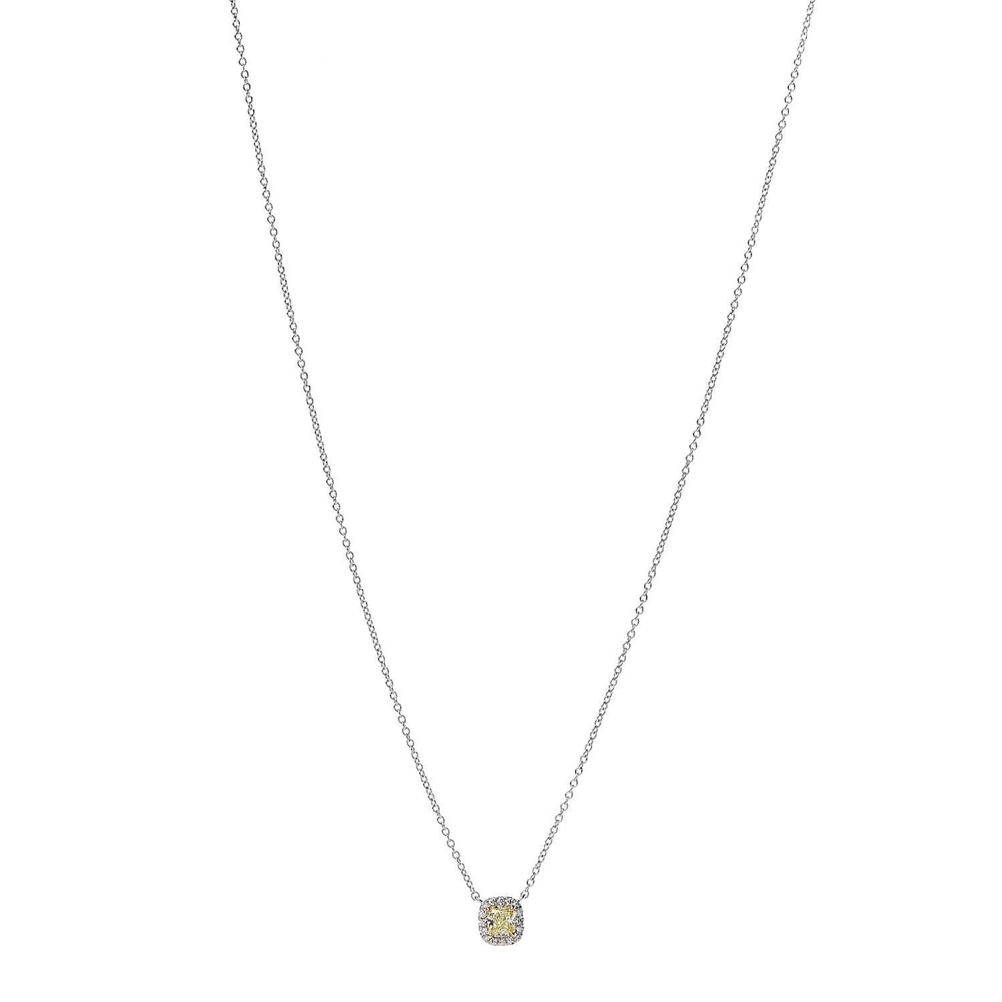 Platinum 18K Yellow Gold Fancy Intense Yellow Diamond .34ct Mini Soleste Pendant Necklace