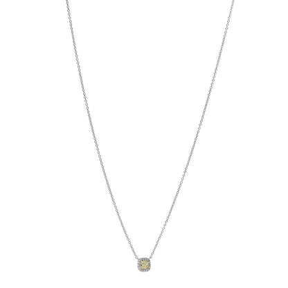Tiffany Platinum 18K Yellow Gold Fancy Intense Yellow Diamond .34ct Mini Soleste Pendant Necklace 1 of 6