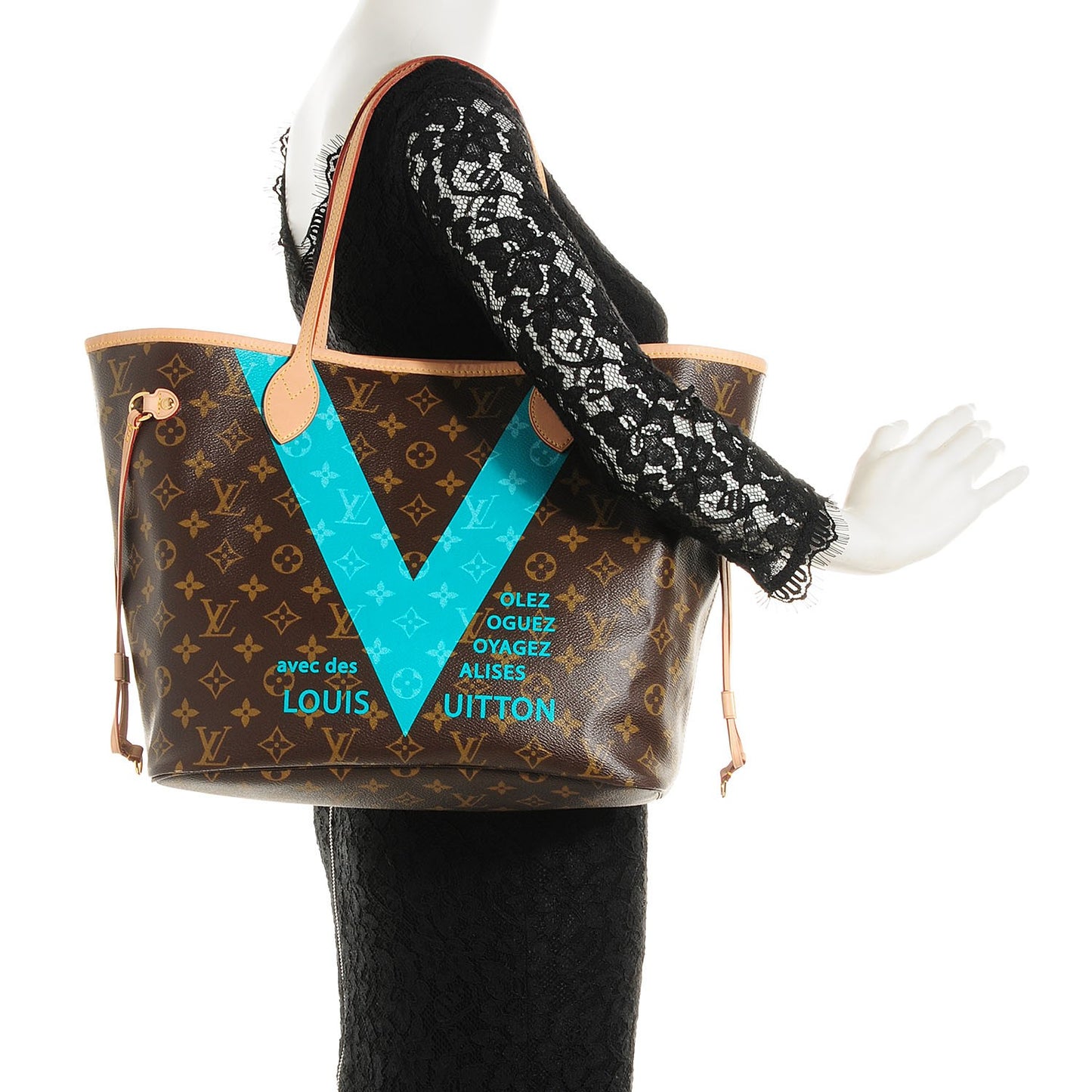 Monogram V Neverfull MM Turquoise