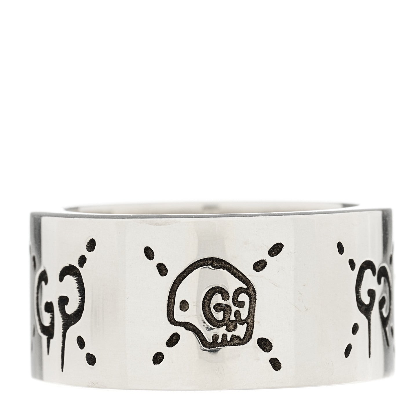 Gucci Sterling Silver GucciGhost Hamlet Skull Ring 48 4.5 1 of 5