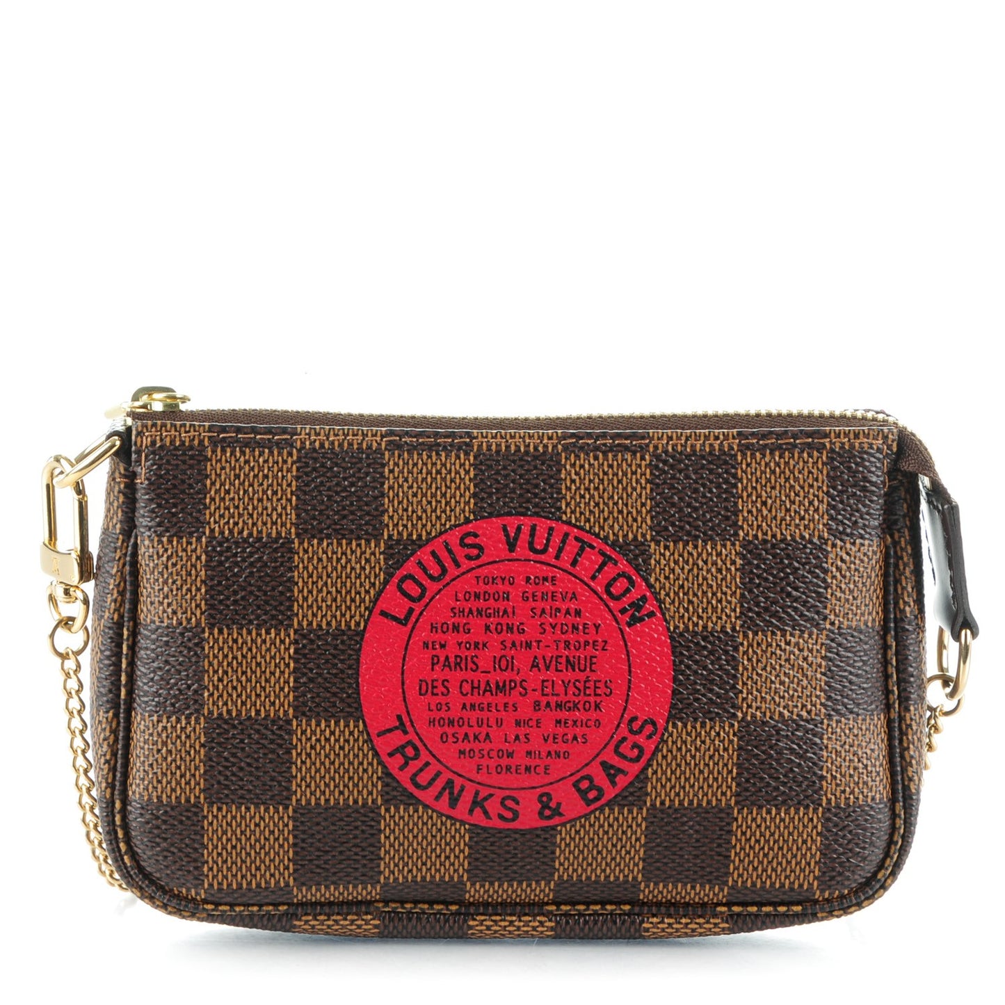Damier Ebene Complice Trunks and Bags Mini Pochette Accessories Red