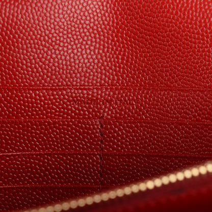 Saint Laurent Grain De Poudre Matelasse Chevron Monogram Chain Wallet Red 7 of 7