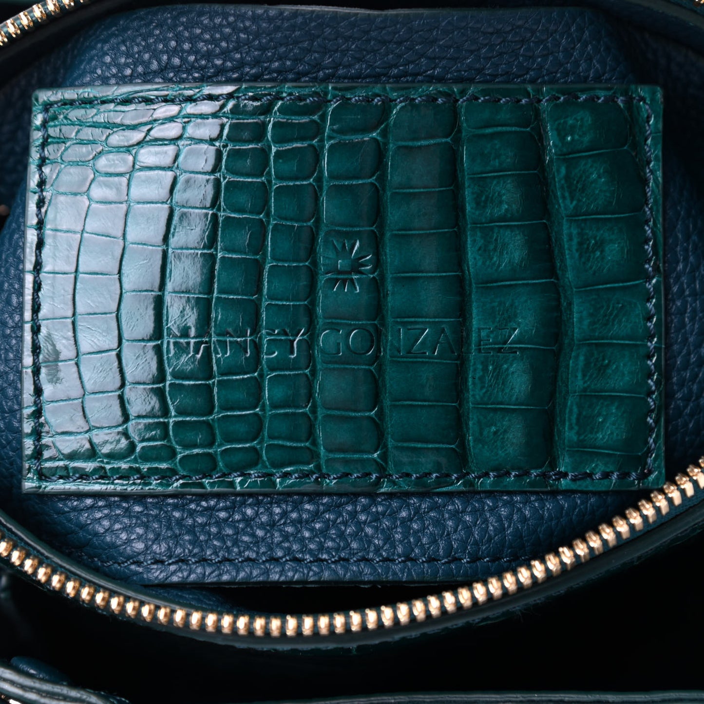 Calfskin Crocodile Mini Cristie Satchel Blue Green