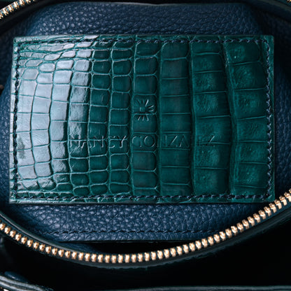 Nancy Gonzalez Calfskin Crocodile Mini Cristie Satchel Blue Green 8 of 12