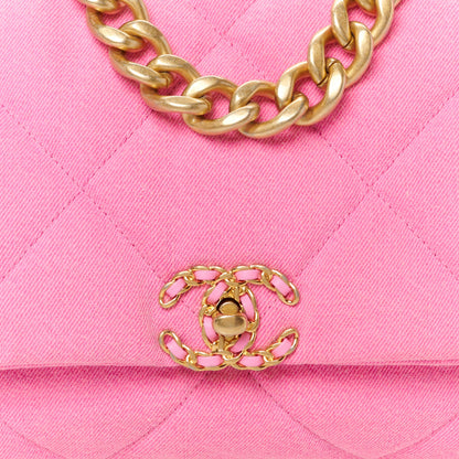 Chanel Denim Quilted Maxi Chanel 19 Flap Neon Pink 8 of 11