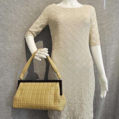 Chanel Lambskin Chocolate Bar Quilted Frame Bag Beige 2 of 10