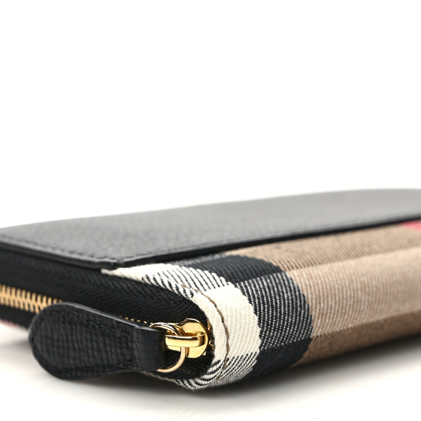 Calfskin Haymarket Check Elmore Zip Around Wallet Black