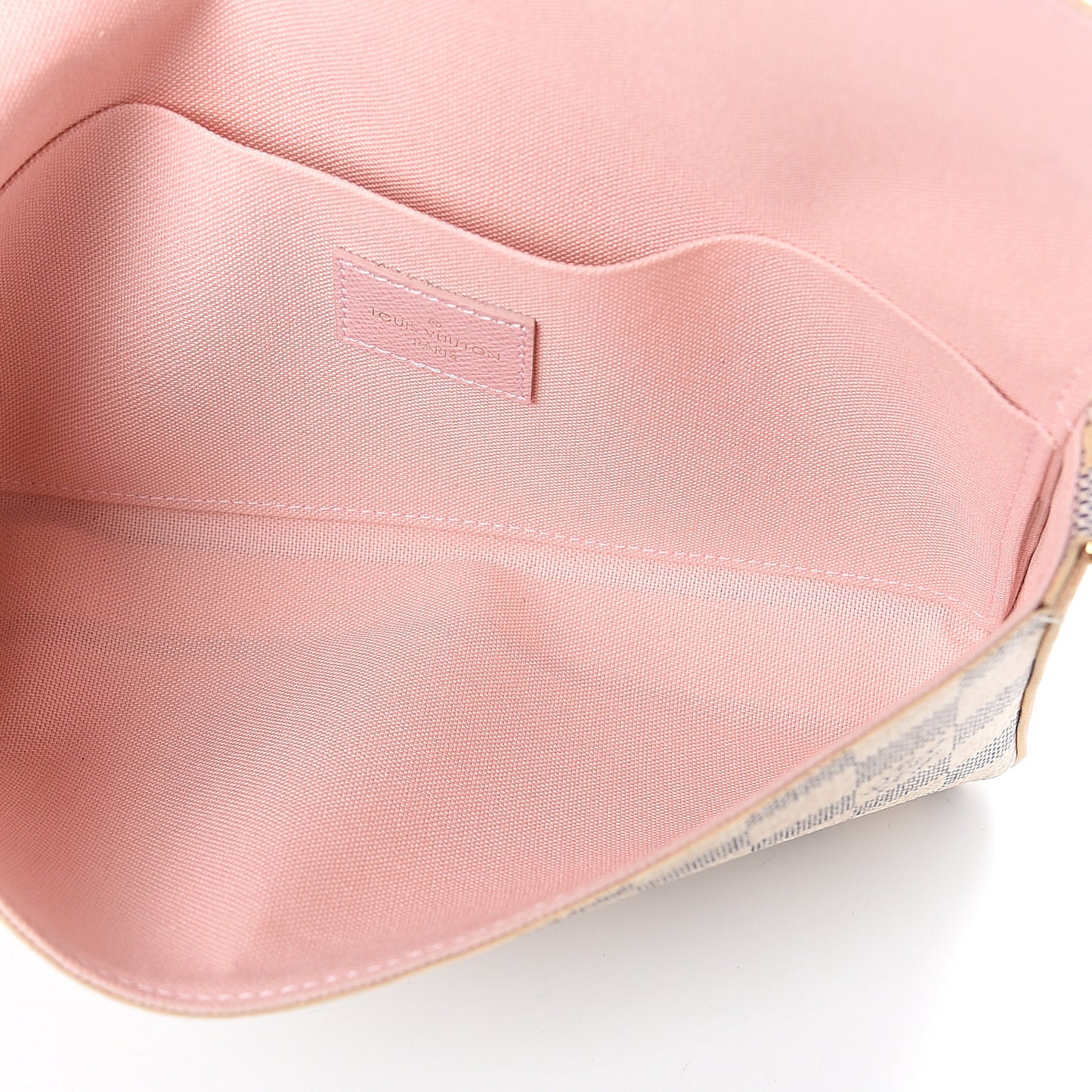 Damier Azur Pochette Felicie Chain Wallet Rose Ballerine