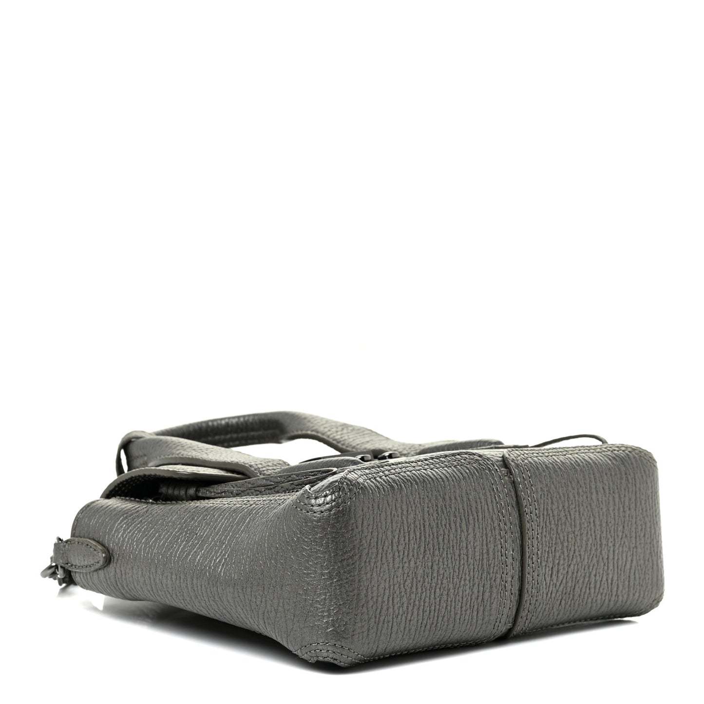 Metallic Textured Calfskin Mini Pashli Satchel Silver
