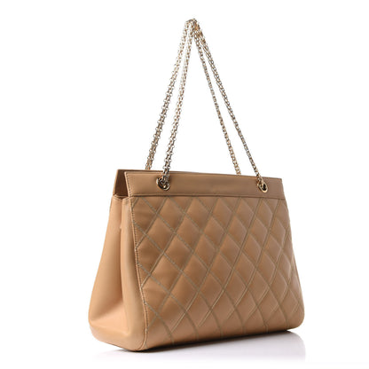 Chanel Lambskin Double Stitch Quilted Tote Beige 2 of 11