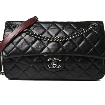 Chanel Glazed Calfskin Medium Duo Color Flap Black 8 of 17